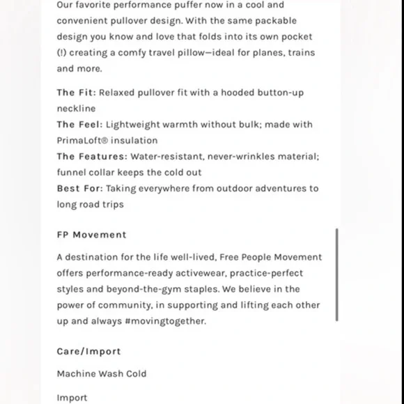 Free People Pippa Pullover Puffer Jacket Size XS NWT - Picture 4 of 16